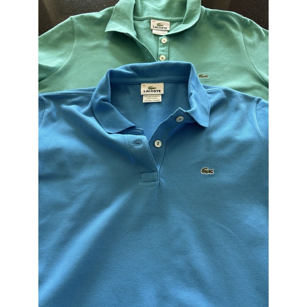 2x Lacoste Women’s Polo Shirt Bundle – Pastel Collection – Size EUR 40 (US S-M)